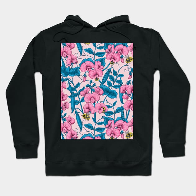 Sweet peas and bumblebees Hoodie by katerinamk